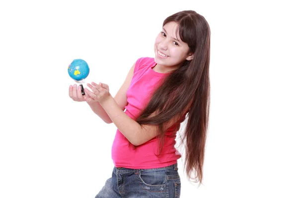 Chica holding globo — Foto de Stock