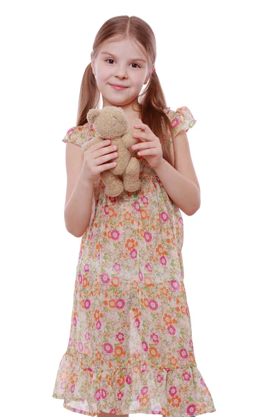 Mädchen mit Teddybär — Stockfoto