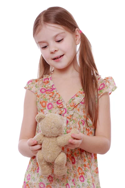 Mädchen mit Teddybär — Stockfoto