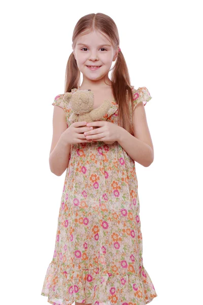 Mädchen mit Teddybär — Stockfoto