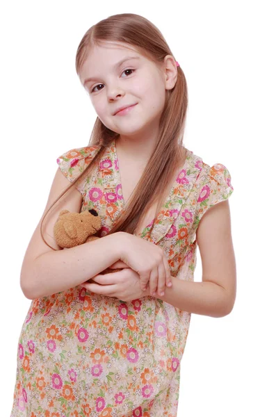 Girl with teddy bear — Stock Photo, Image