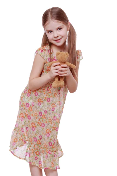 Meisje met teddybeer — Stockfoto