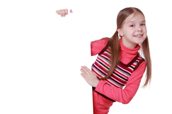 Kleines Mädchen und weißer Rohling — Stockfoto