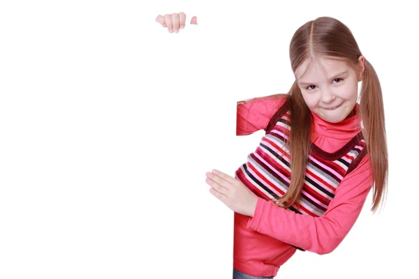 Menina com placa em branco — Fotografia de Stock