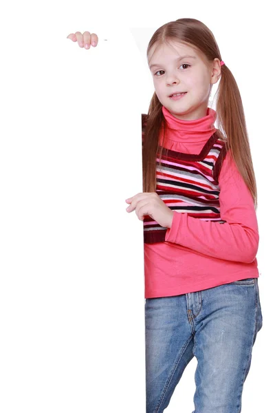 Girl with blank board — Stock Photo, Image