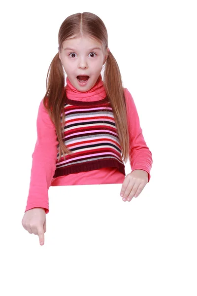 Menina com placa branca em branco — Fotografia de Stock