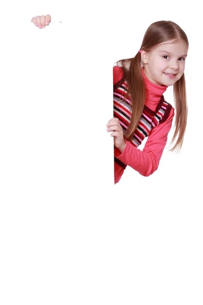 Girl with blank white board — Stock Photo, Image