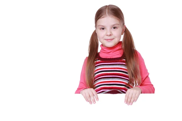 Menina com placa branca em branco — Fotografia de Stock