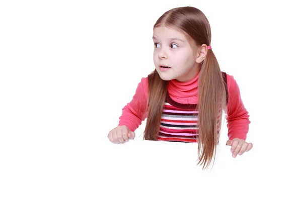 Menina com placa branca em branco — Fotografia de Stock