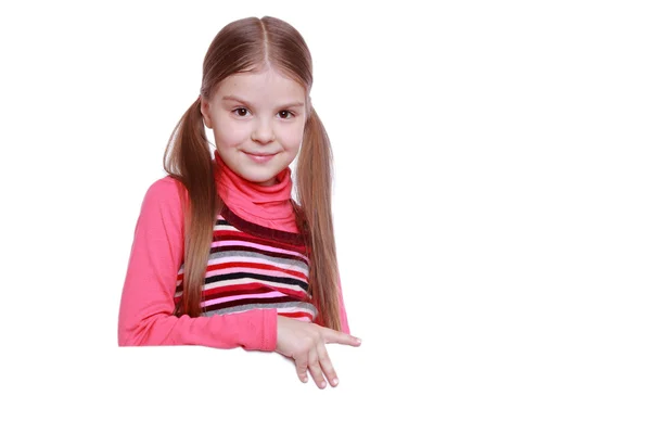 Menina com placa branca em branco — Fotografia de Stock