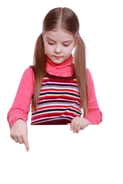 Menina com placa branca em branco — Fotografia de Stock