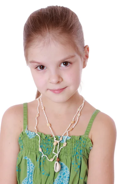 Menina bonita em um fundo branco — Fotografia de Stock