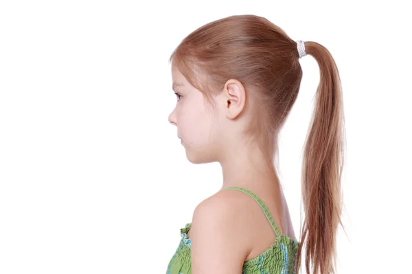 Sevimli küçük kız saç modeli ponytails — Stok fotoğraf