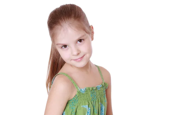 Sevimli küçük kız saç modeli ponytails — Stok fotoğraf