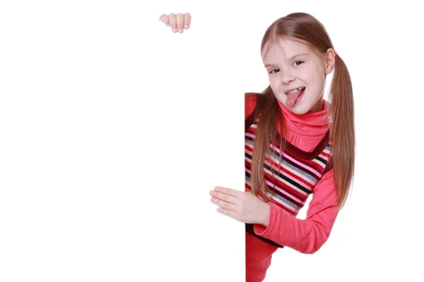 Girl with white blank — Stock Photo, Image