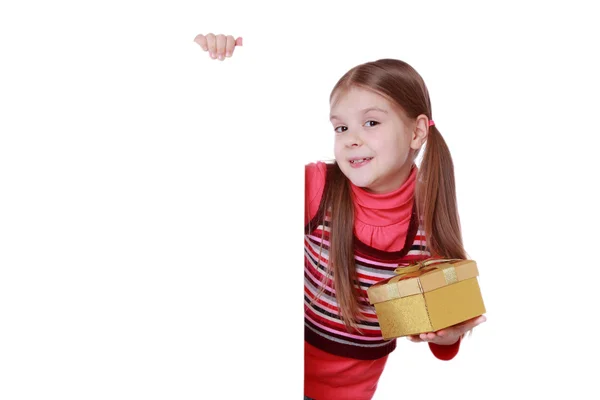 Kislány jelen ajándék — Stock Fotó
