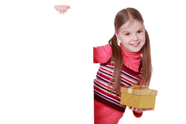 Little girl with present gift — Stock Photo, Image