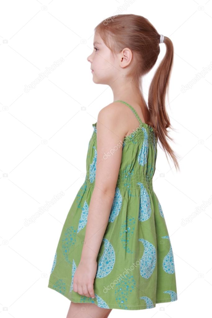 Cute Little Girl With Hairstyle Ponytails Stock Photo