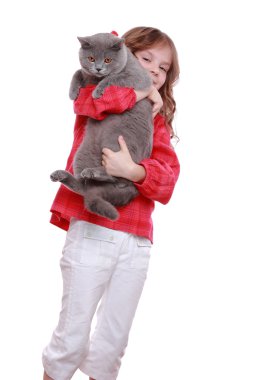 Girl with British cat clipart