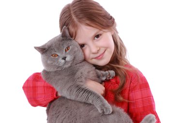 Girl holding British cat clipart