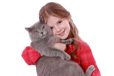 Kız holding İngiliz kedi