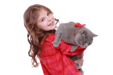 Kız holding İngiliz kedi