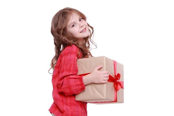 Holčička drží dárek — Stock fotografie