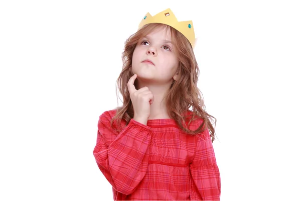 Girl with paper tiara — Stock Photo, Image