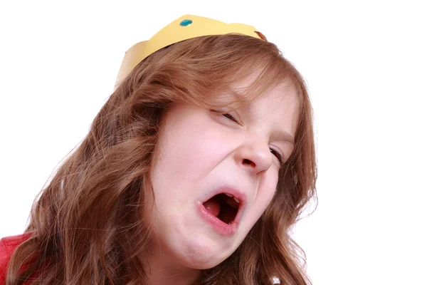 Girl with paper crown — Stock Photo, Image