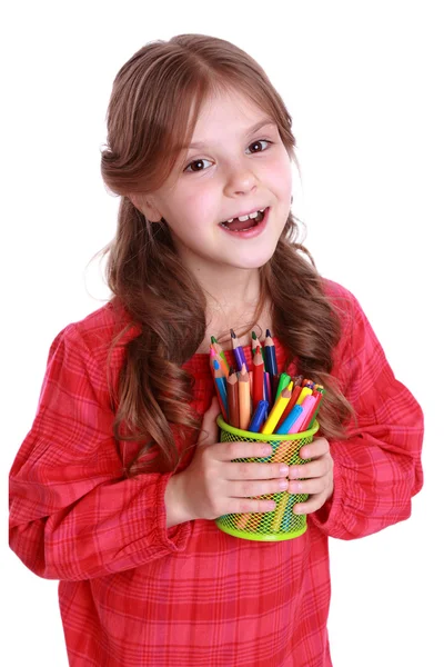 Criança com lápis — Fotografia de Stock