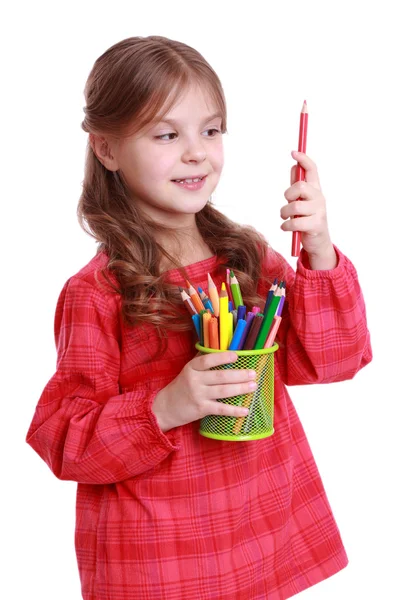 Kid with pencils — Stock Photo, Image