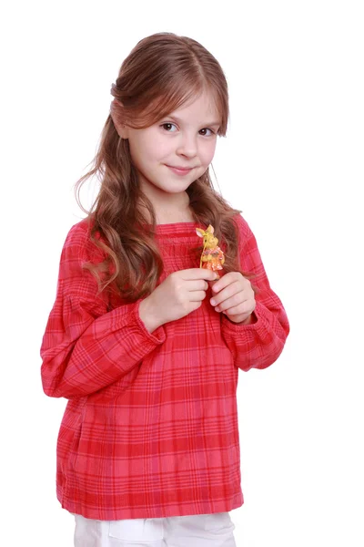 Little girl with adorable rabbit — Stock Photo, Image