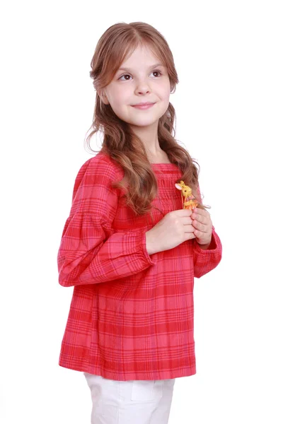 Little girl with adorable rabbit — Stock Photo, Image