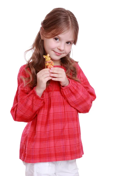 Little girl with adorable rabbit — Stock Photo, Image