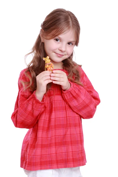 Little girl with adorable rabbit — Stock Photo, Image