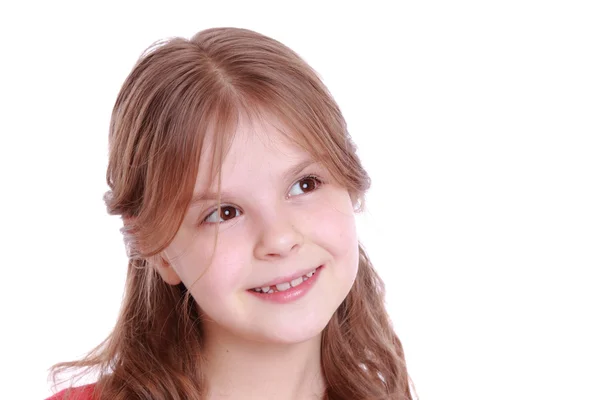 Beautiful little girl on white background — Stock Photo, Image