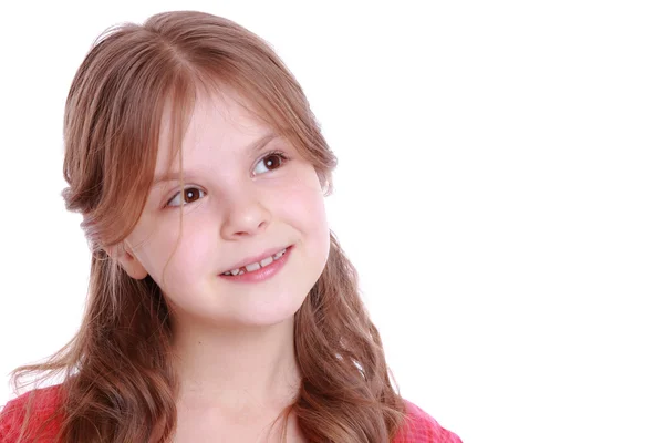 Beautiful little girl on white background — Stock Photo, Image