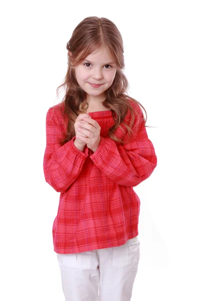 Menina segurando chave vintage — Fotografia de Stock