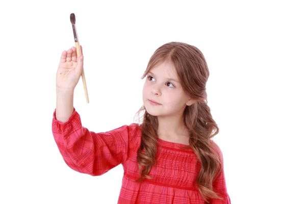 Little girl with paintbrush — Stock Photo, Image