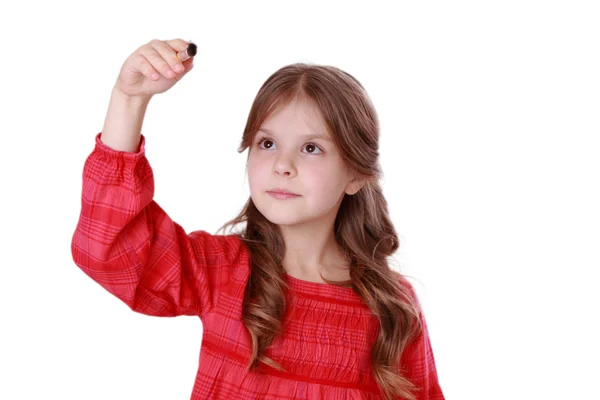 Little girl with paintbrush — Stock Photo, Image