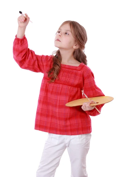 Girl with a palette — Stock Photo, Image