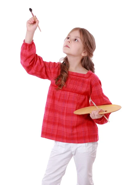 Girl with a palette — Stock Photo, Image