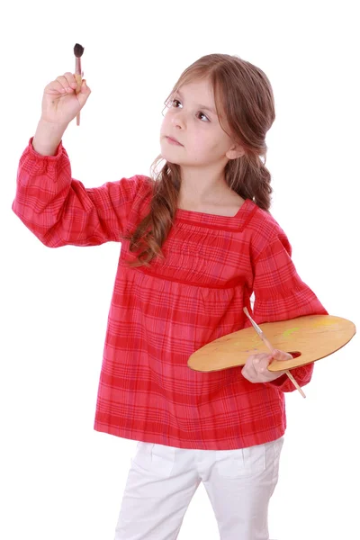 Girl with a palette — Stock Photo, Image