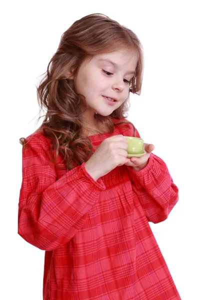 Girl with a tea set — Stock Photo, Image