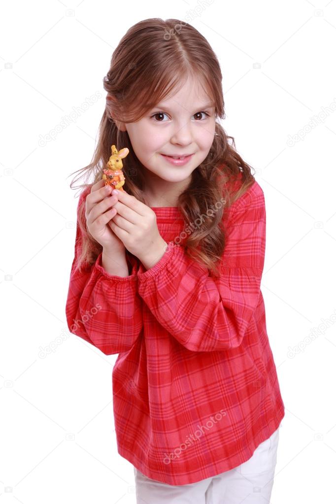 Girl with adorable rabbit