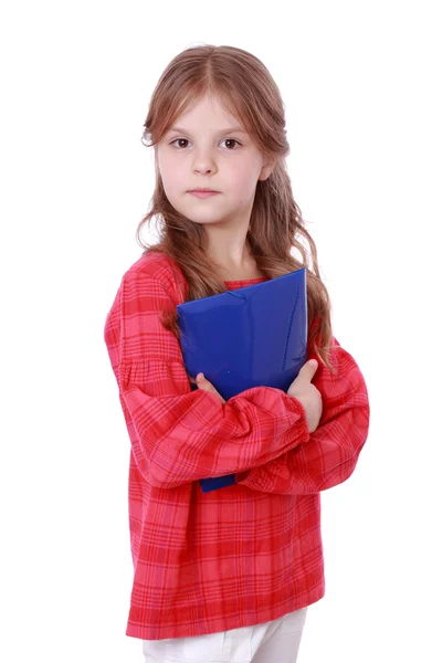 School girl holding folder — Stock Photo, Image