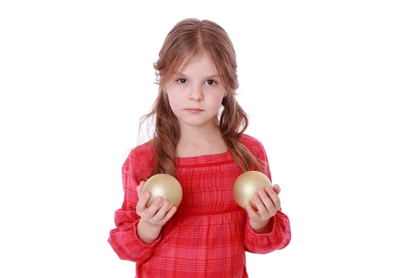 Voor de gek houden gouden decoratieve kerstballen — Stockfoto