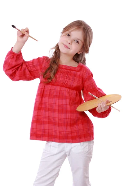 Kid like an artist on white — Stock Photo, Image