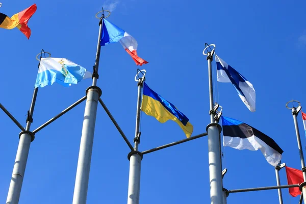 EU-flaggor i Moskva — Stockfoto