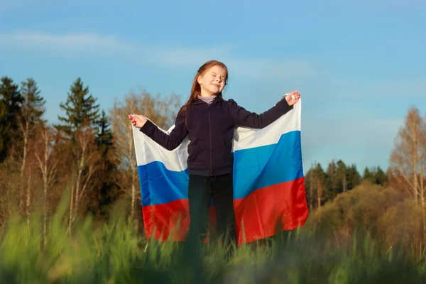 Piękne dziewczynki z rosyjską flagę — Zdjęcie stockowe